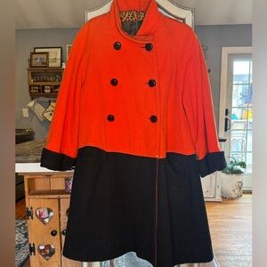 Orange and black vintage made in Italy coat. Some wear on shoulder. See pics.